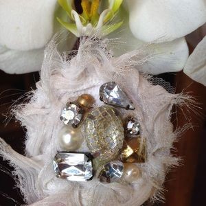 Michelle Roy organza flower pin, hair clip